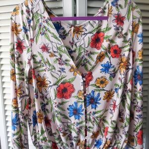 Free People NWT Size L Womens "Martini" Floral Top Bell Sleeves